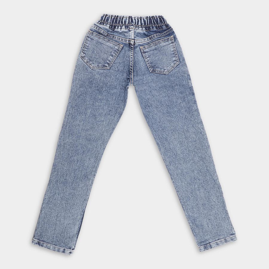 Boys' Light Blue Regular Fit Printed Jeans, Dark Blue, large image number null