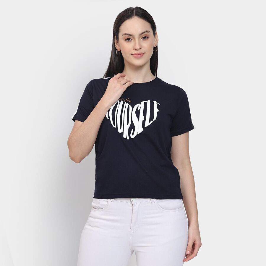 Ladies' Round Neck T-Shirt , नेवी ब्लू, large image number null