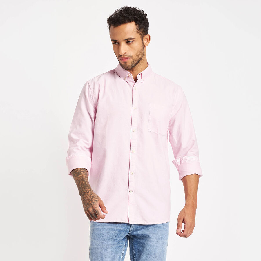 Cotton Solid Casual Shirt, Pink, large image number null