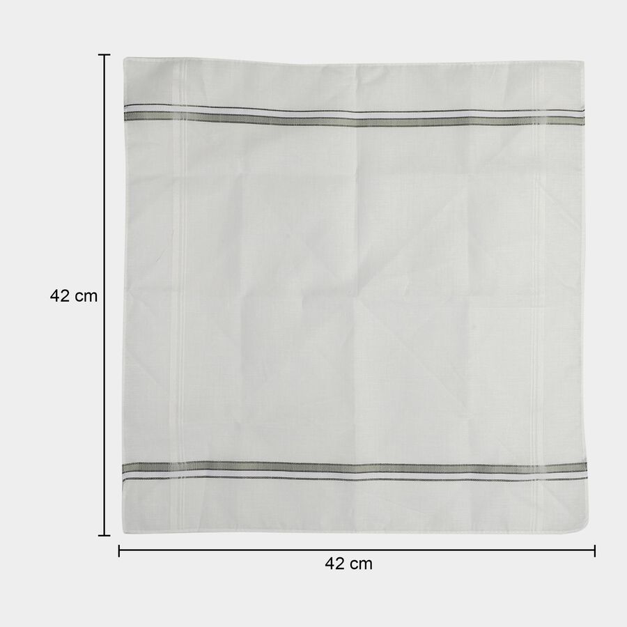 Men's White Checked Pack of 3 Handkerchief, Light Grey, large