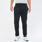 Men's Jet Black Regular Fit Side-Striped Track Pants, काला, small