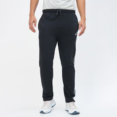 Men's Jet Black Regular Fit Side-Striped Track Pants