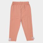 Girls' Coral Ankle-Length Bow Accent Cotton Blend Legging, Coral, small