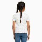 Girls' Off White Round Neck Floral Printed T-Shirt, ऑफ व्हाइट, small image number null