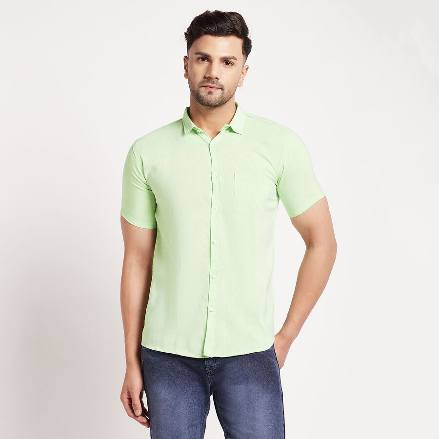 Solid Casual Shirt, Light Green, large image number null