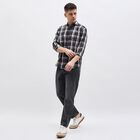 Men's Black Cotton Full Sleeve Classic Checkered Shirt, काला, small image number null