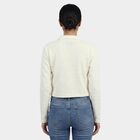 Women's Off-White Mock Neck Textured Top, ऑफ व्हाइट, small