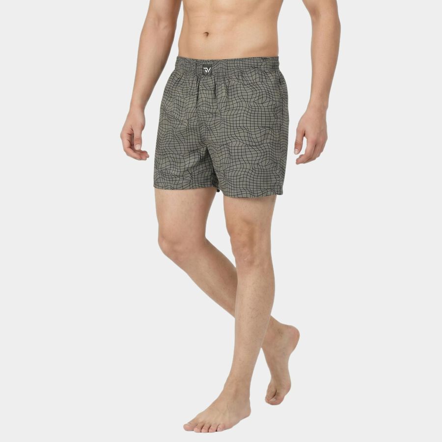 Men's Grey Relaxed Fit Printed Boxers, Dark Grey, large