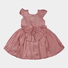 Girls' Pink Bow Embellished Pleated Party Wear Frock, हल्का गुलाबी, small