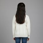 Girls Off White Crew Neck Casual Pullover, Off White, small image number null