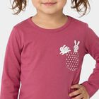 Girls Pink Round Neck Regular Top, Pink, small