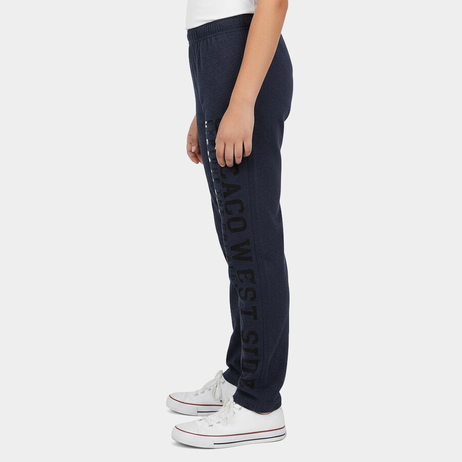 Boys' Navy Blue Straight Fit Graphic Printed Cotton Blend Pyjama, Mid Blue, large