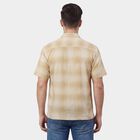 Men's Beige Cotton Spread Collar Classic Casual Shirt, गहरा पीला, small