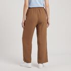 Women's Brown Wide Leg Drawstring Track Pants, Brown, small