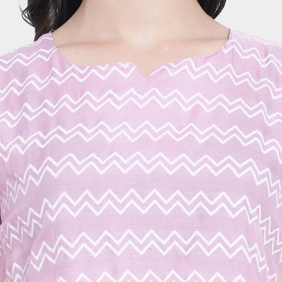 All Over Print Short Sleeves Kurti, Lilac, large image number null