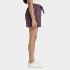 Girls' Purple Tie-Waist Textured Shorts, बैंगनी, small
