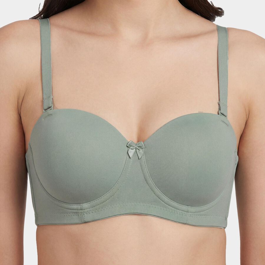 Women's Light Green Sweetheart Neck Padded Underwired T-Shirt Bra, Light Green, large
