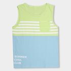 Boys' Light Green and Blue Cotton Round Neck Sleeveless T-Shirt, Light Green, small image number null