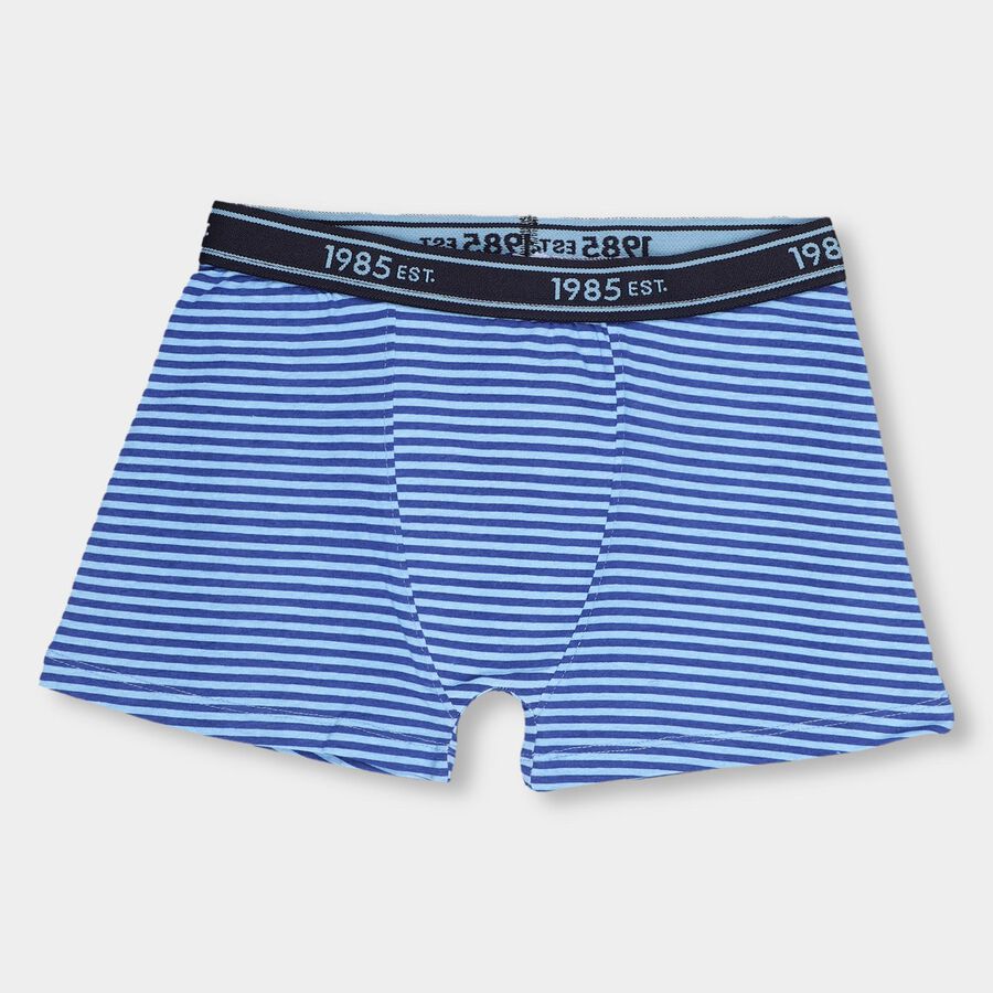 Boys' Bright Royal Blue Regular Fit Striped Briefs, Mid Blue, large image number null