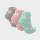 Women's Assorted Regular Fit Star Print Pack of 3 Socks, चुनिंदा, small