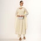 Women's Cream V-Neck Embroidered Kurta, ऑफ व्हाइट, small image number null