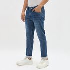 Men's Stonewashed Blue Slim Fit Jeans, मध्यम नीला, small image number null