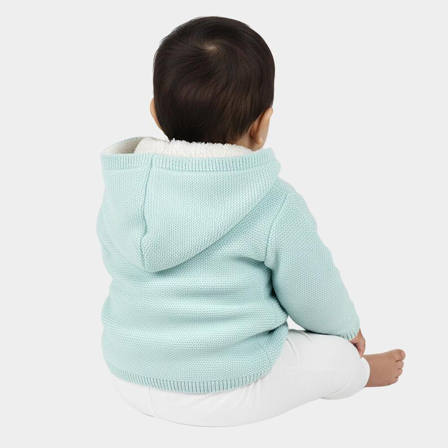 Infants' Soft Aqua Blue Hooded Knit Pullover, एक्वा, large image number null