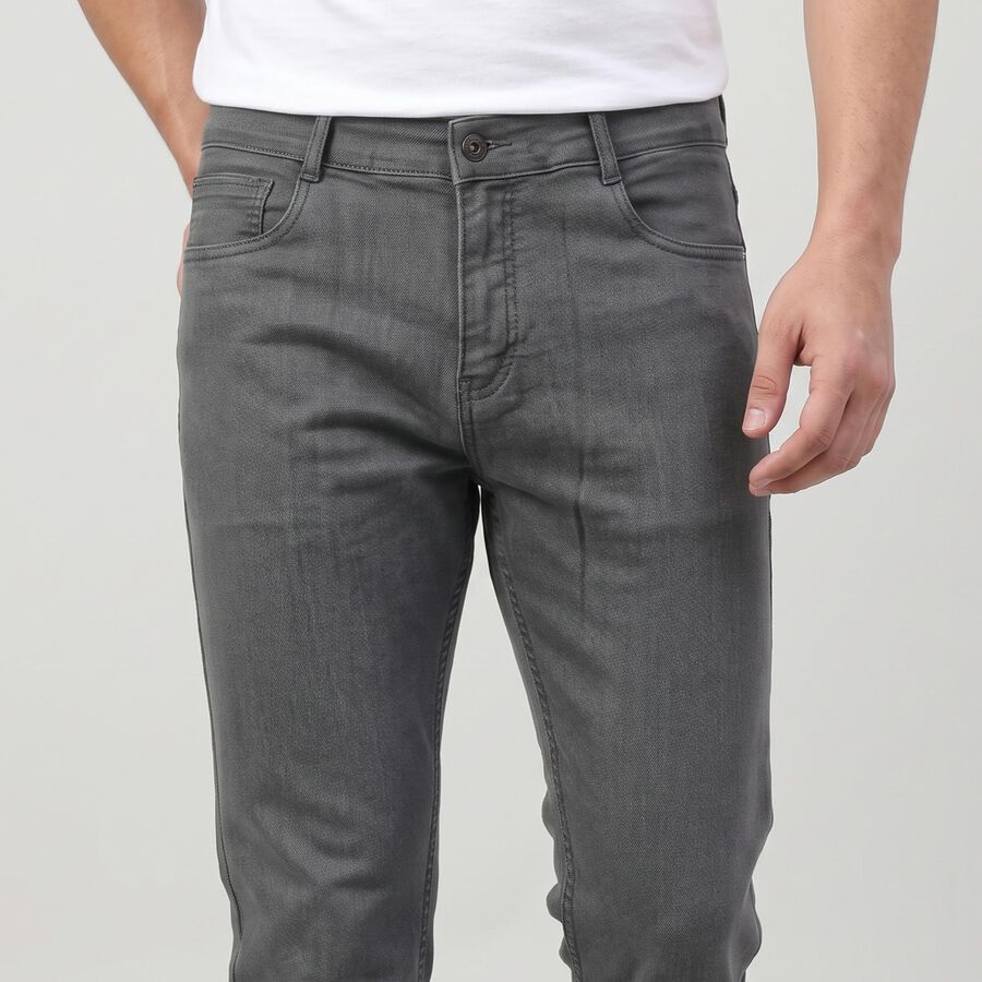 Men's Grey Slim Fit Washed Jeans, Light Grey, large