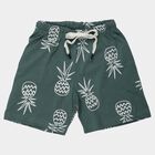 Boys Olive Green Regular Fit Printed Elastic Waist Bermuda Shorts, ओलिव, small