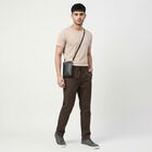 Men's Olive Green Slim Fit Drawstring Chino Trousers, ओलिव, small