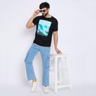 Men's 100% Cotton Round Neck Half Sleeves T-Shirt , काला, small