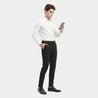 Men's Black Slim Fit Flat-Front Trousers, Black, small
