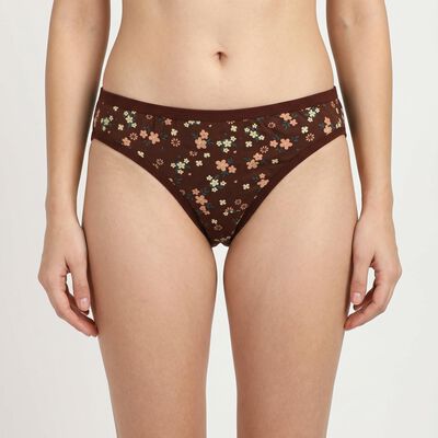 Women's Brown Regular Fit Floral Panty