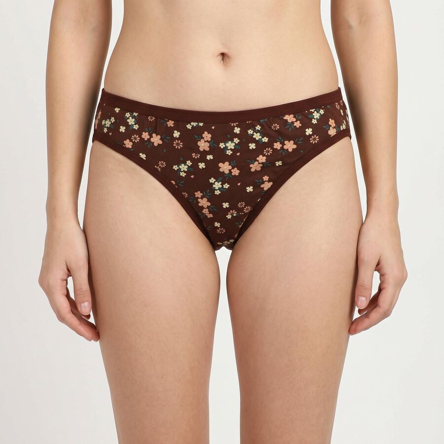 Women's Brown Regular Fit Floral Panty, Brown, large
