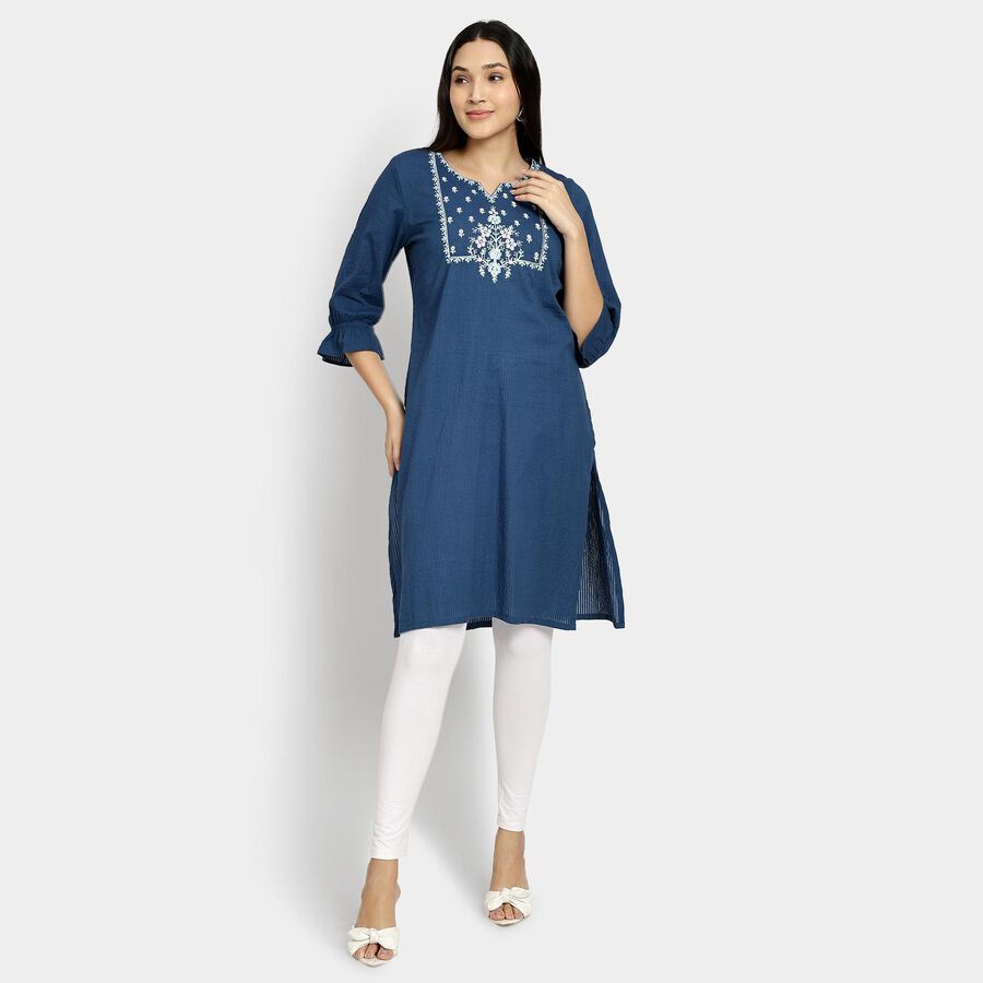 Ladies' Cotton Kurta, Dark Blue, large image number null