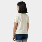 Girls White Round Neck Regular T-Shirt, सफ़ेद, small
