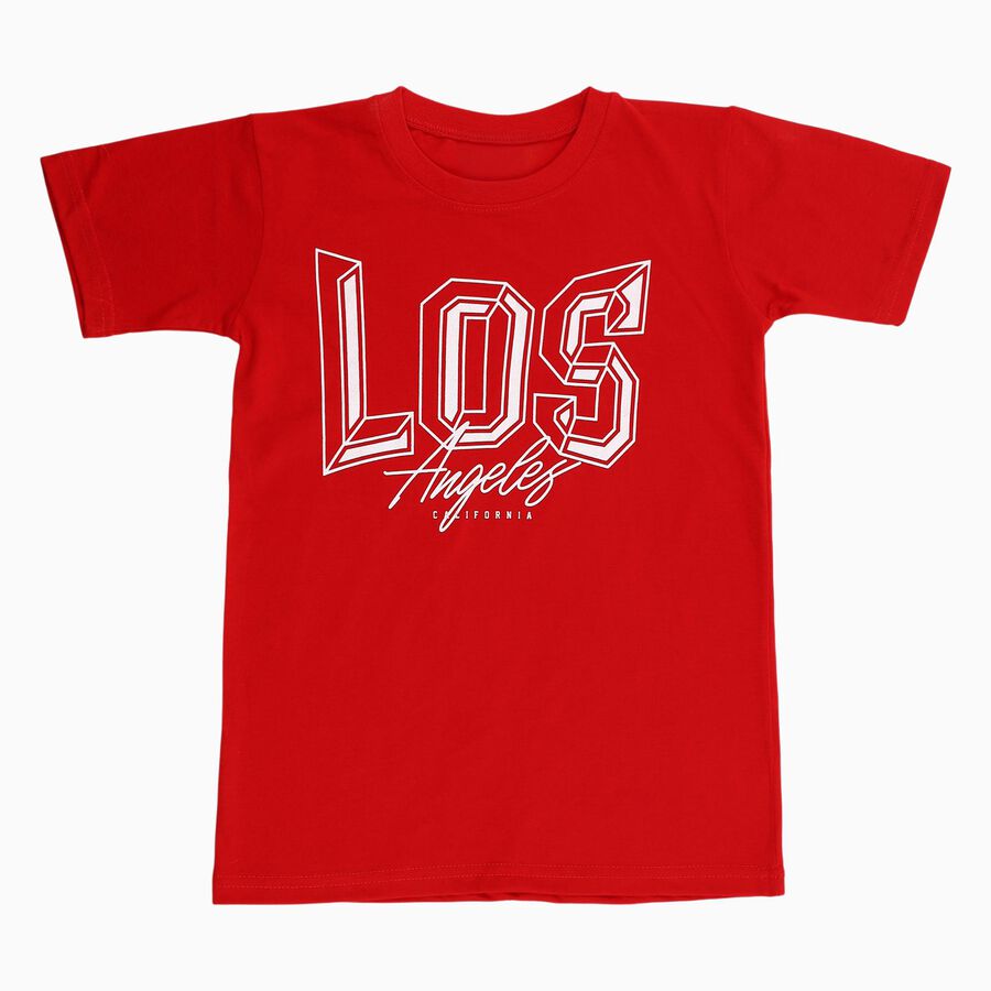 Boys' Half Sleeves T-Shirt, लाल, large image number null