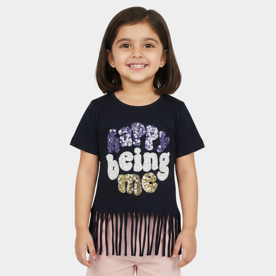 Girls' T-Shirt, Navy Blue, large