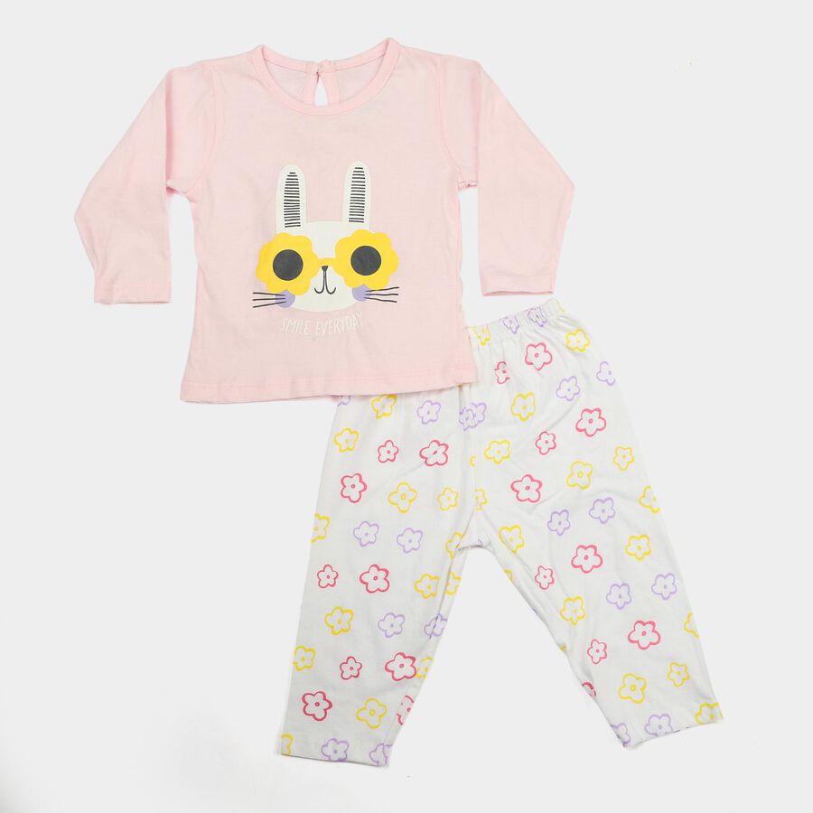 Infants Pink Cotton Round Neck Lounge Hipster Set, Light Pink, large