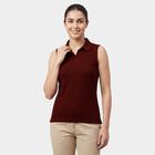 Women's Wine Polo Neck Preppy T-Shirt, Wine, small