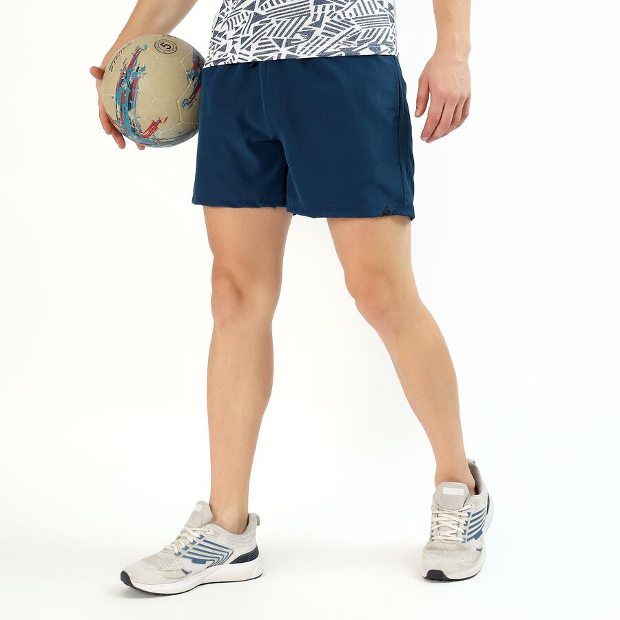 Men's Deep Navy Blue Regular Fit Elastic Waist Bermuda Shorts, Teal Blue, large