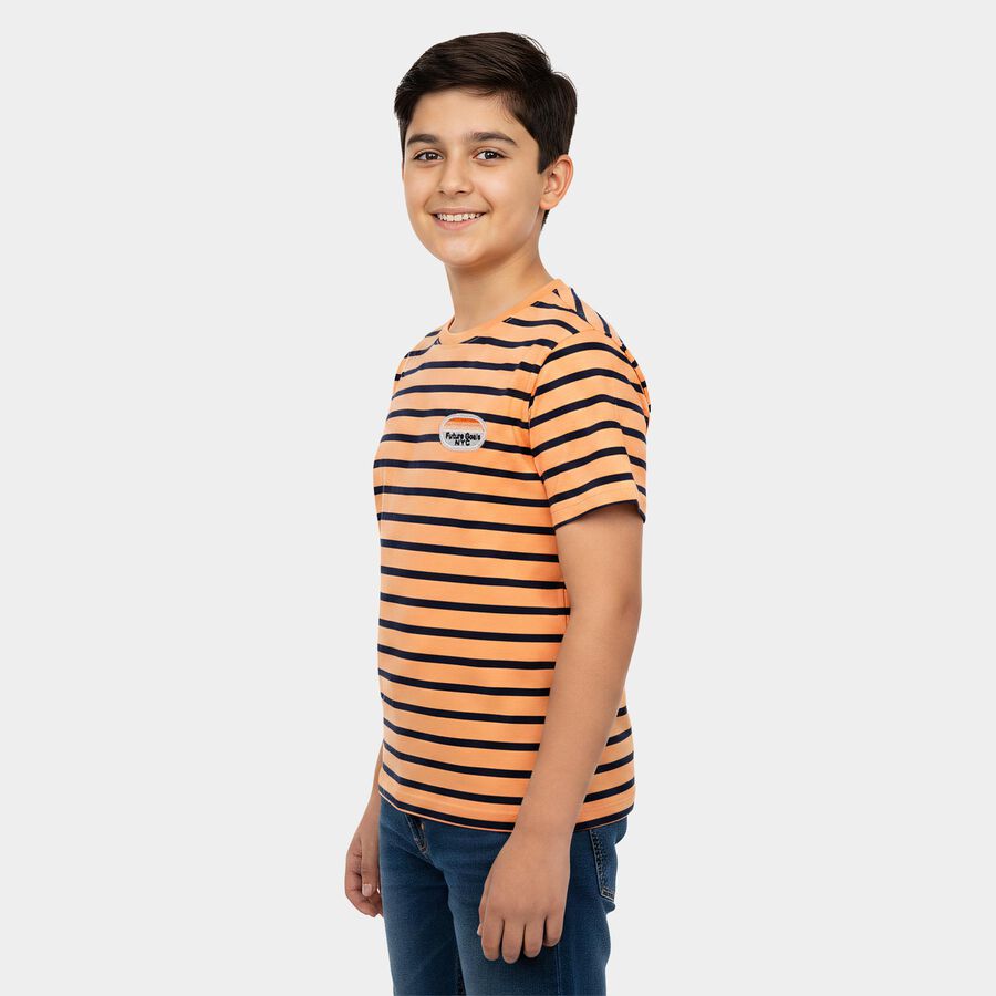 Boys Peach Cotton Casual Boys T-Shirt, Peach, large