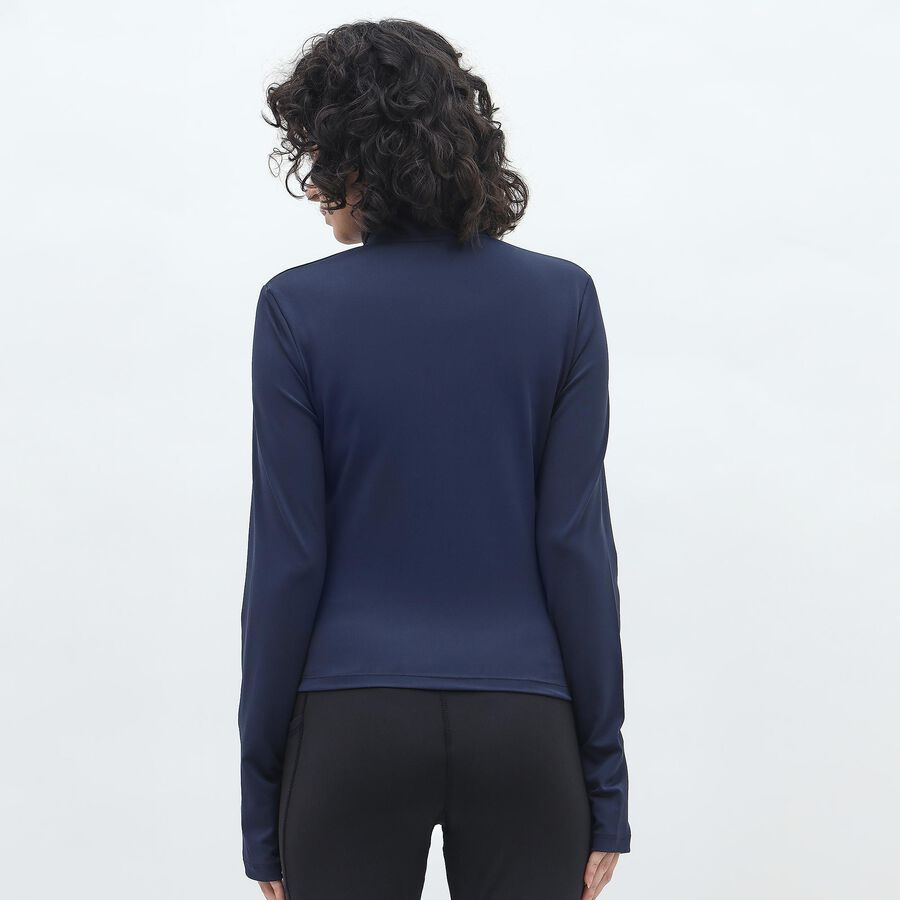 Women's Deep Midnight Navy High Neck Athleisure Jacket, Navy Blue, large image number null