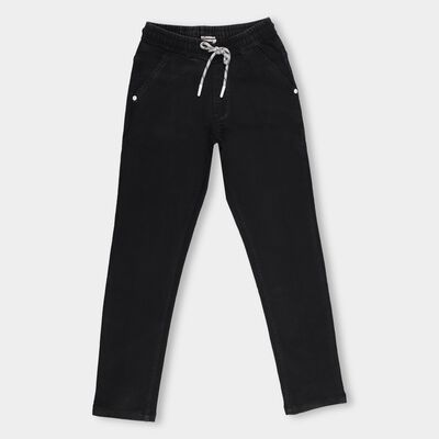 Boys' Jet Black Regular Fit Elastic Waist Jeans