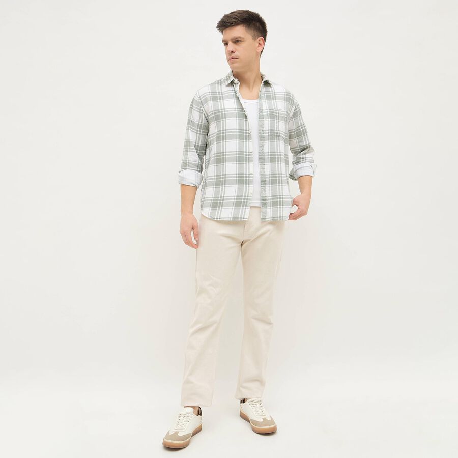 Men's Light Sage Green Cotton Button Down Casual Shirt, Light Green, large
