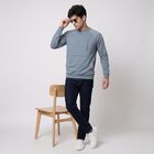 Men's Blue Crew Neck Pullover Sweatshirt, Mid Blue, small