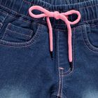 Girls' Stonewashed Blue Wide Leg Floral Embroidered Jeans, मध्यम नीला, small image number null