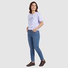 Women's Lavender Cotton Round Neck Casual T-Shirt, लाइलेक, small