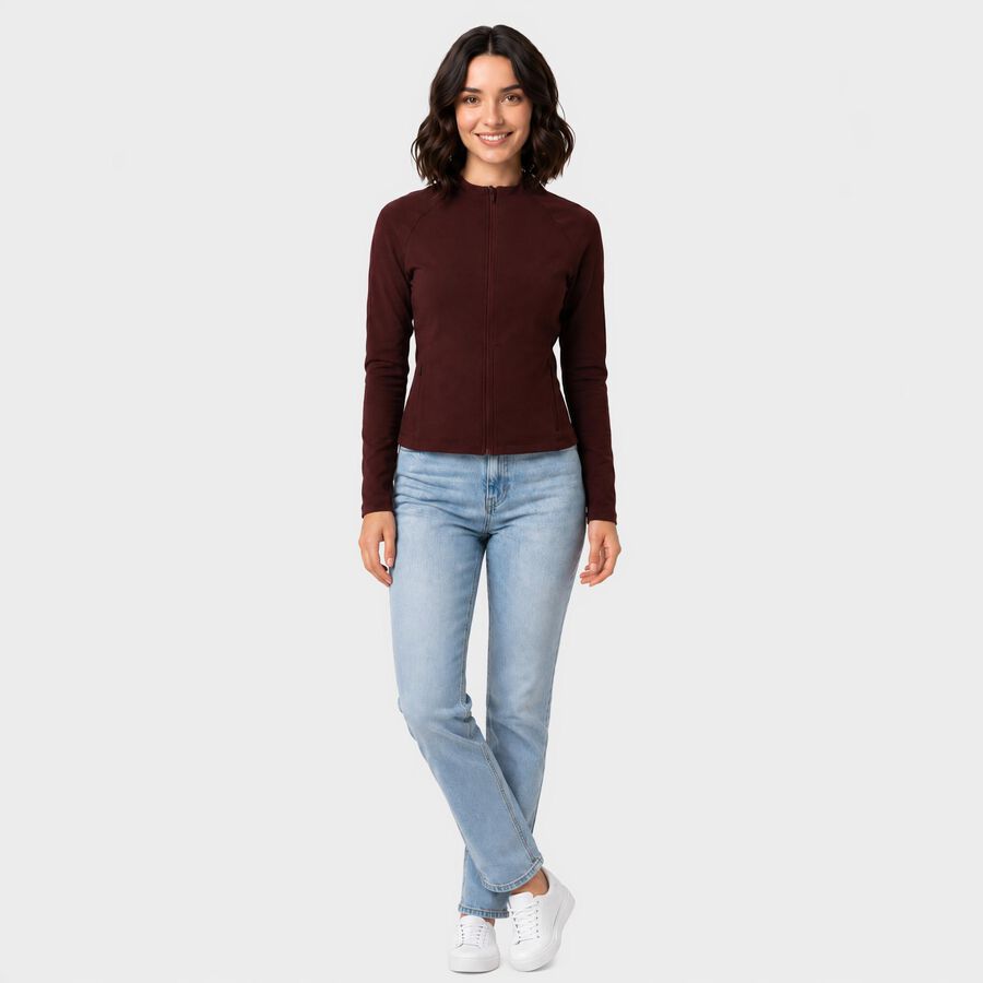 Women's Wine Stand Collar Windbreaker Jacket, Wine, large
