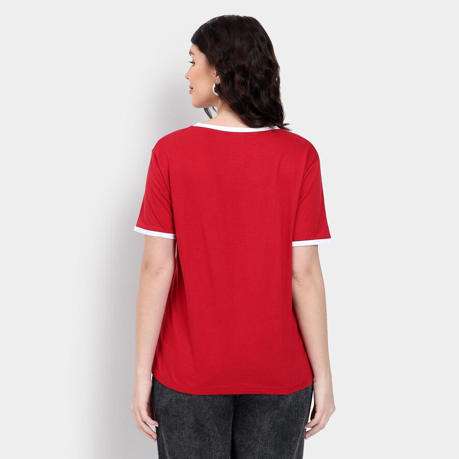 Ladies' 100% Cotton Round Neck T-Shirt , Red, large